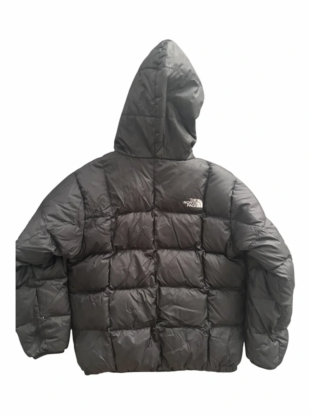 The North Face Kids Reversible Black/Plaid Hooded 550 Quilted Goose Down Jacket